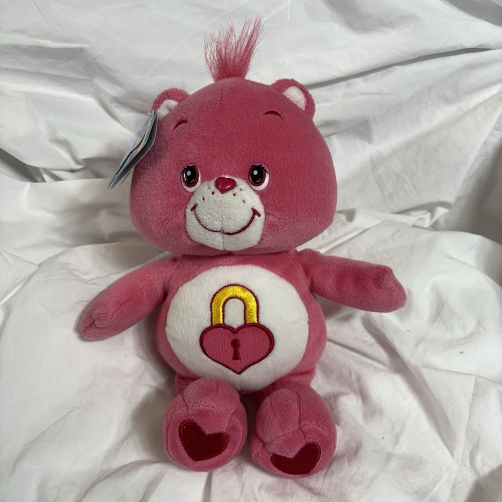 Vintage Care Bears Secret‎ Bear 10" Plush NWT Pink Heart Lock On Belly 2004